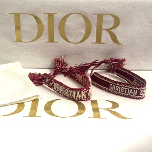 Christian Dior Bracelet Set Red Dior Oblique Cotton - Picture 1 of 1